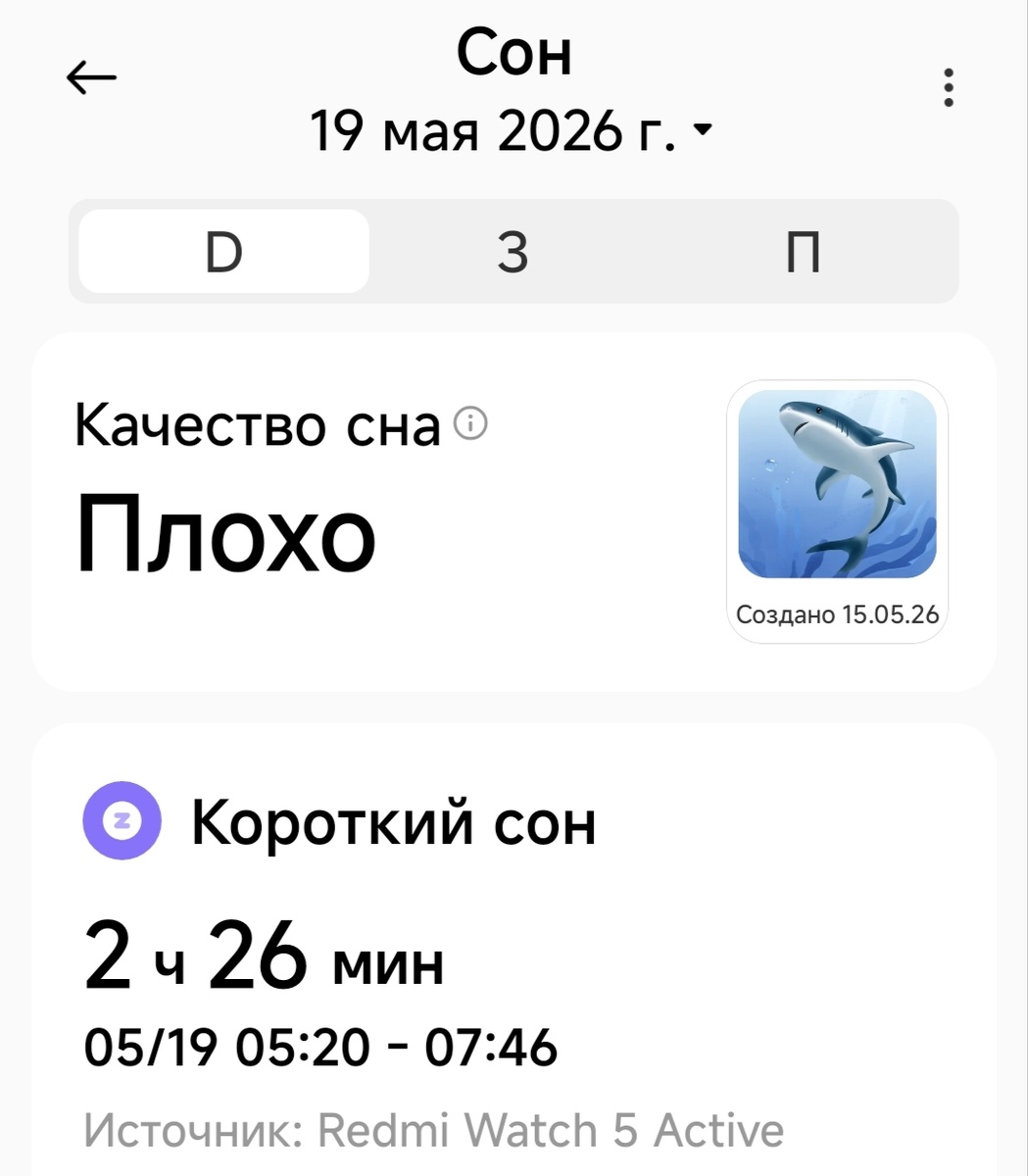 Анализ сна от приложения Мi Fitness.
