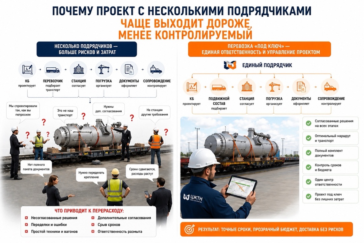 перевозка негабаритных грузов с несколькими подрядчиками