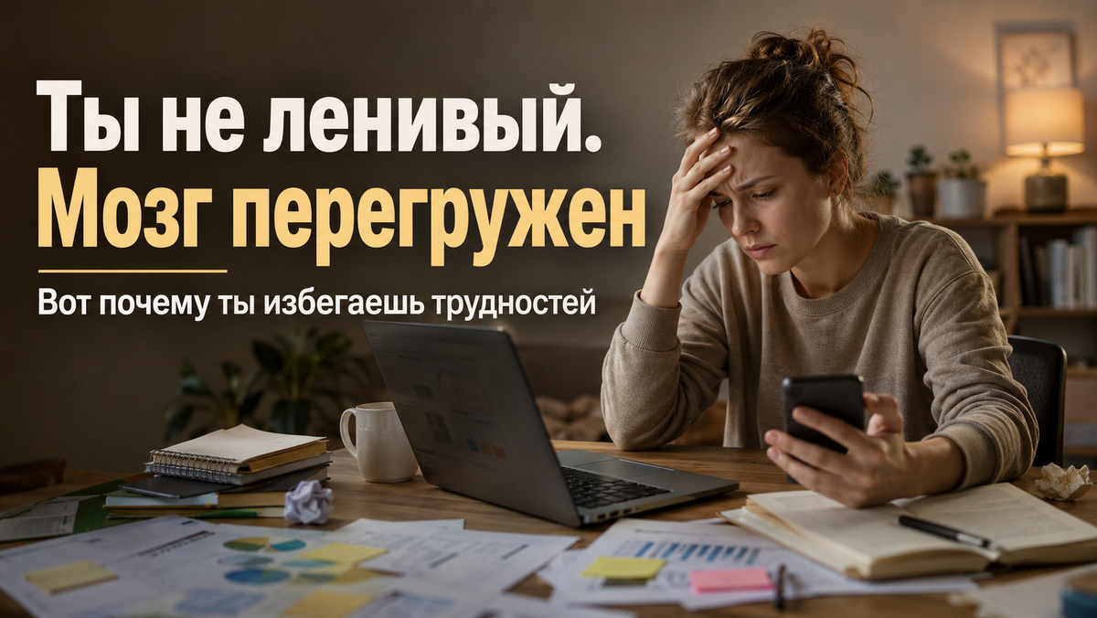 Иногда проблема не в слабом характере. Иногда у человека просто слишком шумно внутри, чтобы взяться за сложное.