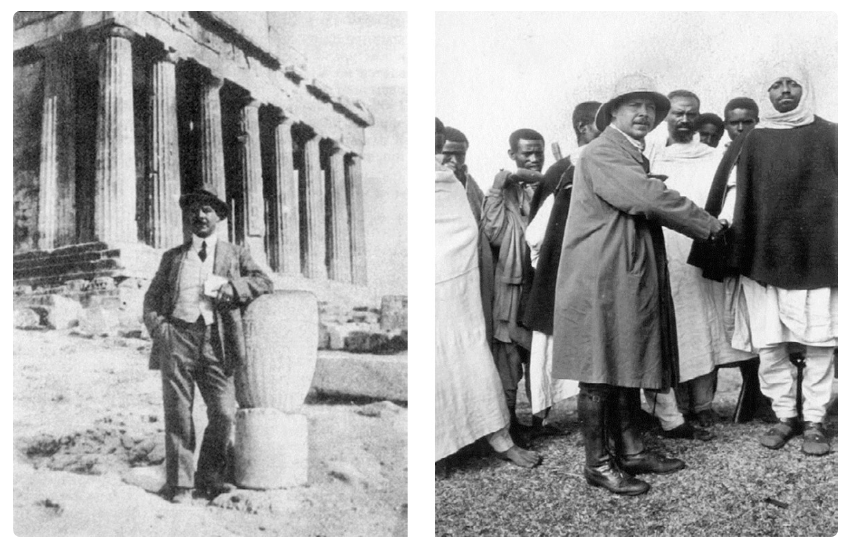 У Акрополя в Афинах во время экспедиции по Средиземноморью, 1926–1927 гг. В Эфиопии, 1927 год. Фото: https://biography.wikireading.ru/