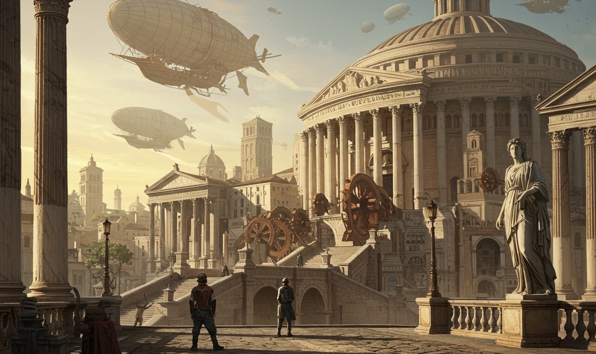 Римская цивилизация, прошедшая через индустриальную революцию в представление художника