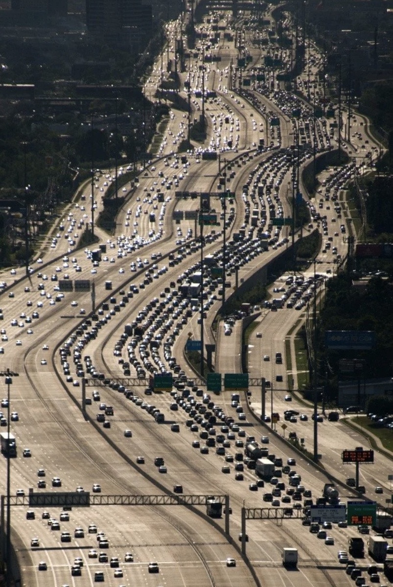 Вид на Katy Freeway с высоты птичьего полёта