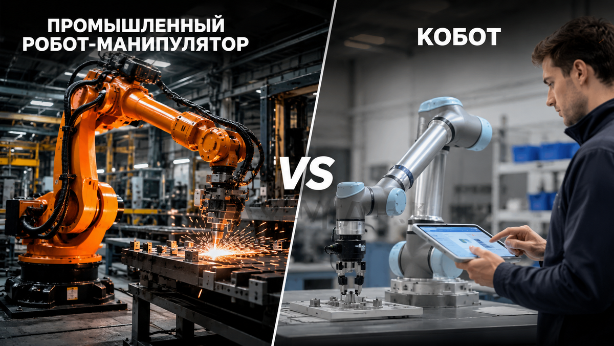 Какая разница между промышленным роботом и коботом