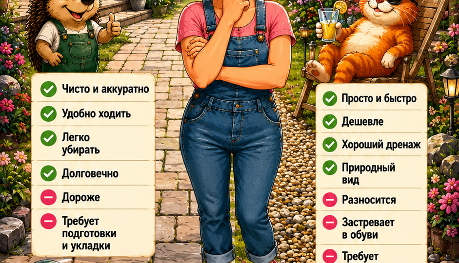 Дорожки плитка или гравий? Разбираемся.