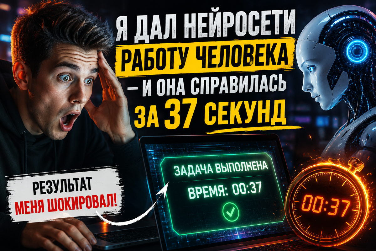 Месяц назад я был уверен:
ИИ — это просто игрушка.
Ну да, умеет писать странные тексты, рисовать картинки и отвечать на вопросы.

Но потом я решил провести эксперимент.

Я дал нейросети задачу, на которую у человека обычно уходит несколько часов.

И результат меня реально напряг.