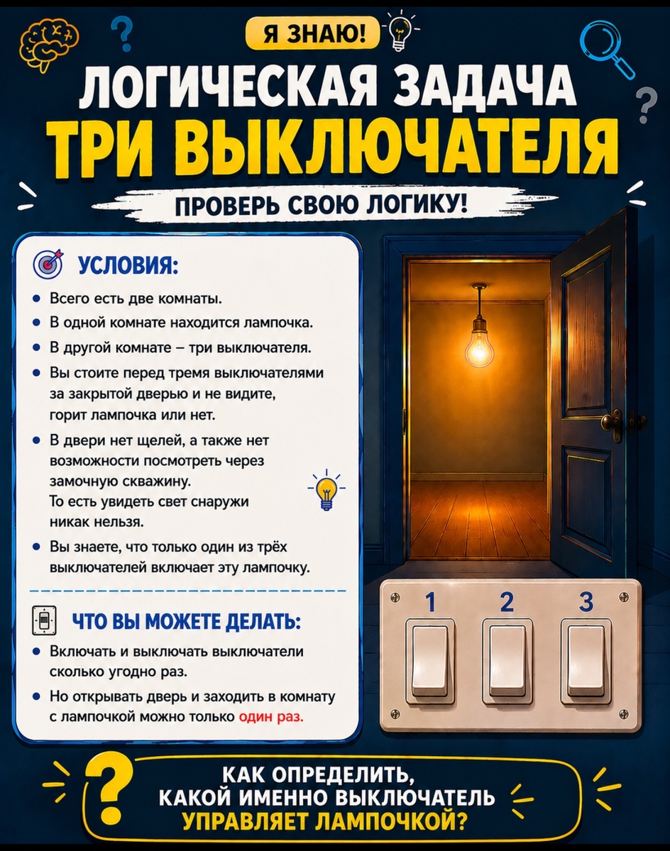 Задача про лампочку и три выключателя