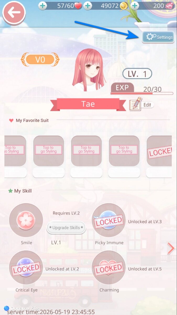    Страница профиля в игре Love Nikki