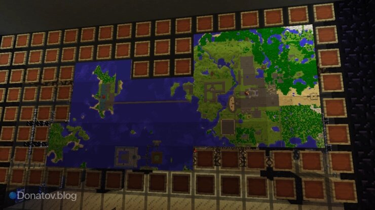    Большая карта мира из рамок в Minecraft