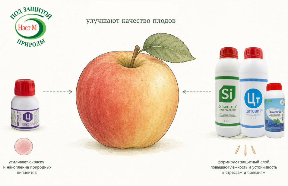 Влияние экопрепаратов "НЭСТ М" на качество плодов