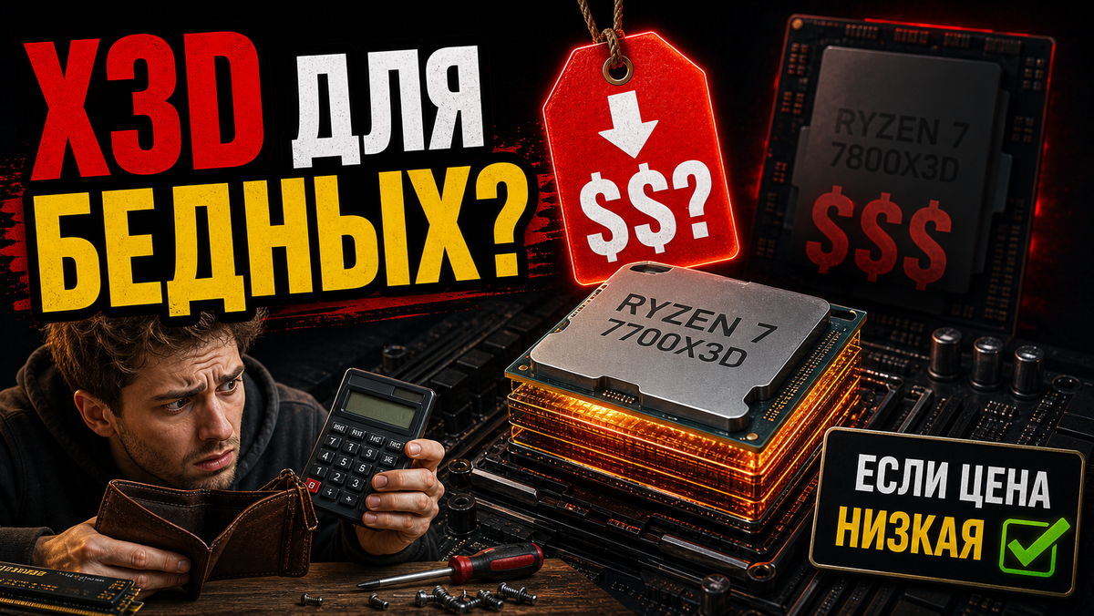 X3D за разумные деньги — мечта геймера. X3D почти по цене 7800X3D — уже странный аттракцион.