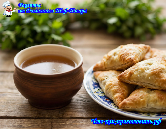 Что-как-приготовить.рф: Мясной бульон с пирожками из слоёного теста