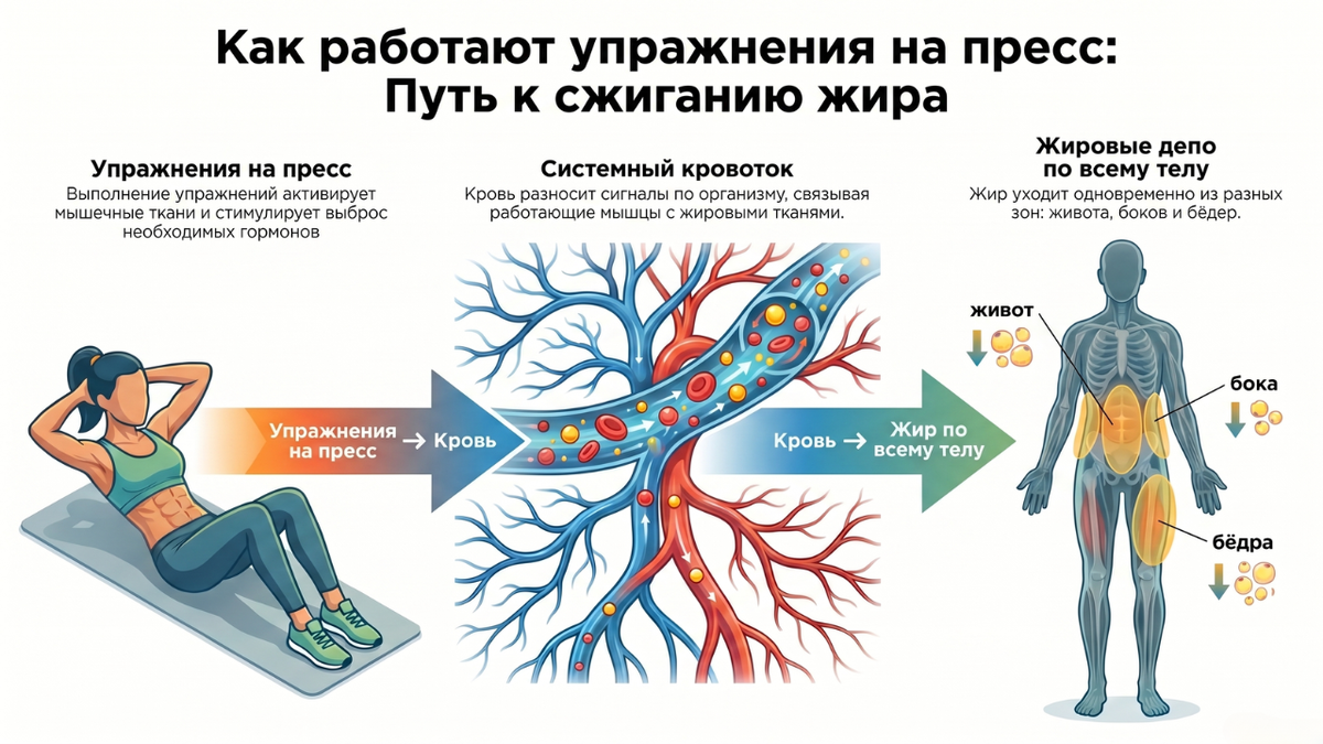 почему пресс не убирает жир с живота — схема жиросжигания.