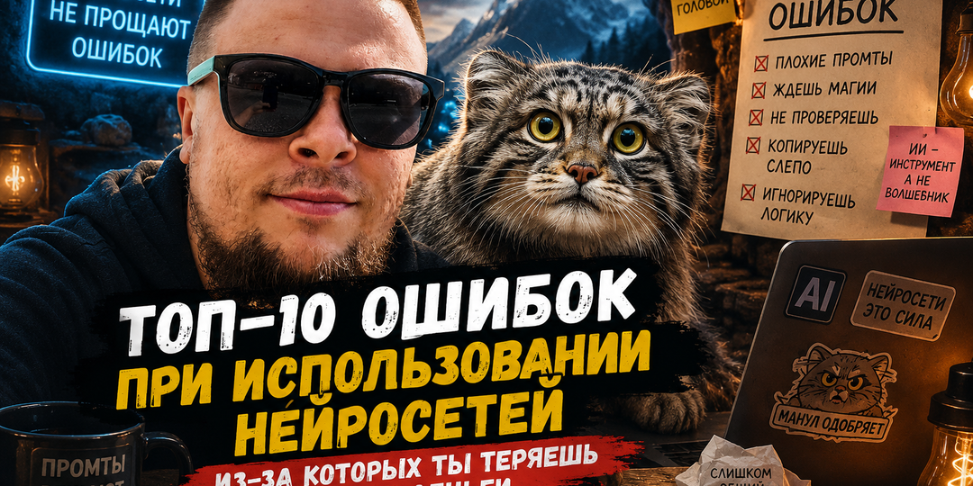 🧠 Топ-10 ошибок при использовании нейросетей, из-за которых люди теряют время и деньги