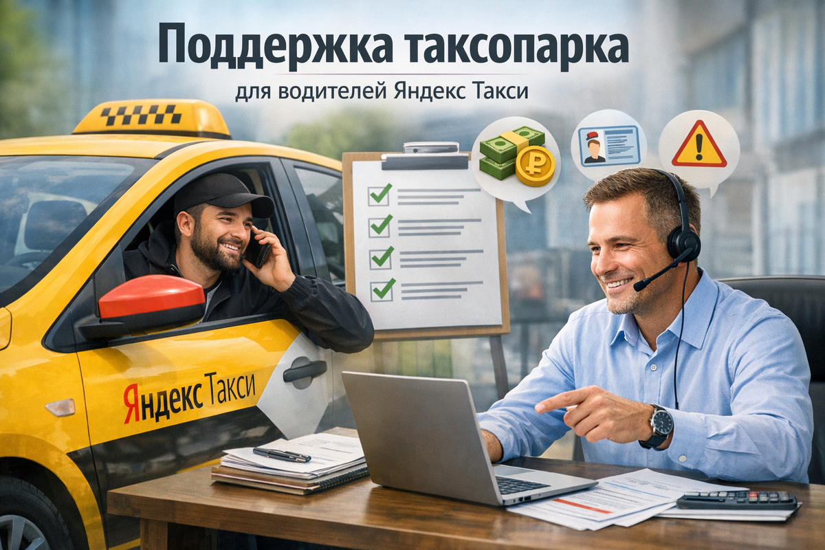 В чем заключается поддержка таксопарка для водителей, подключенных к Яндекс Такси