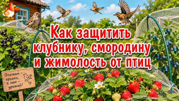 Как защитить клубнику, смородину и жимолость от птиц без вреда для урожая