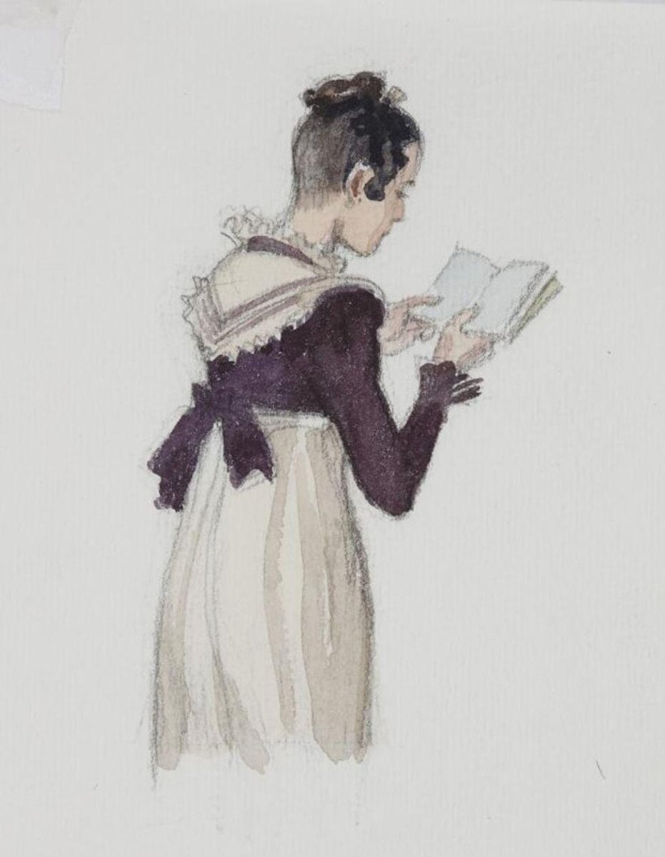Анатолий Иткин. Татьяна с книгой. Иллюстрация к роману в стихах Александра Пушкина «Евгений Онегин». 2009. Государственный музей А.С. Пушкина, Москва