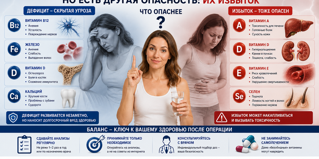 После бариатрической операции люди боятся дефицита витаминов.