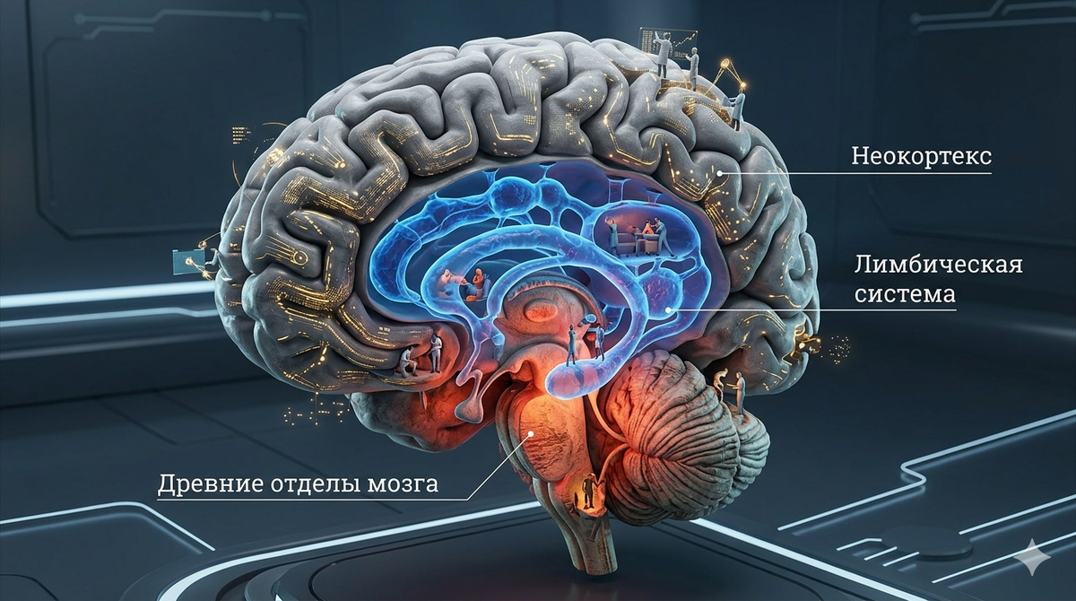 Три уровня архитектуры мозга