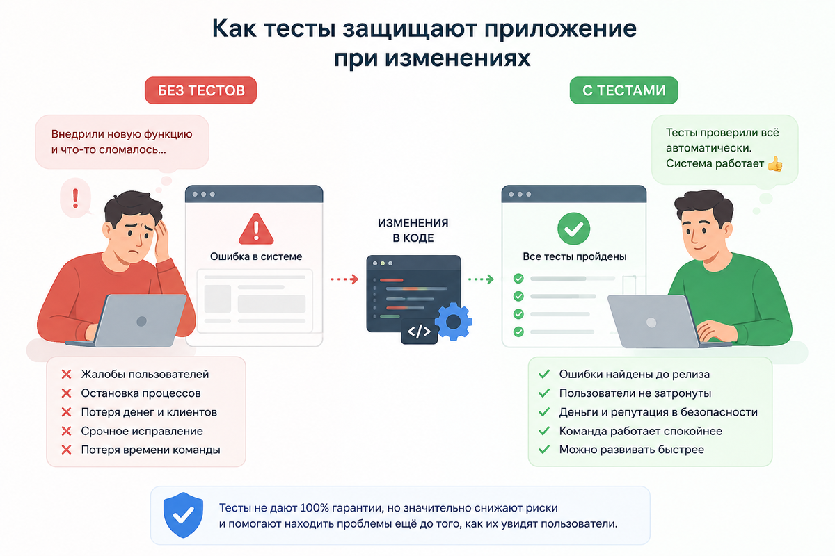 Как тесты защищают приложение при изменениях