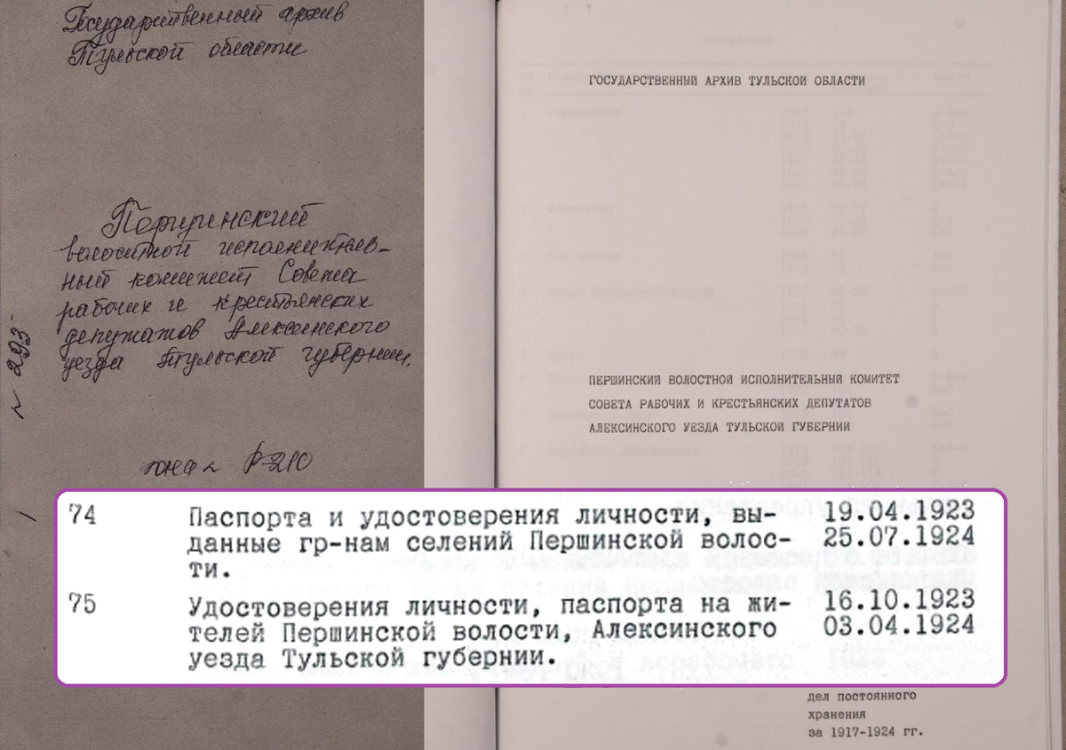 ГАТО фонд Р-210 опись 1. Першинский ВИК Алексинского уезда.