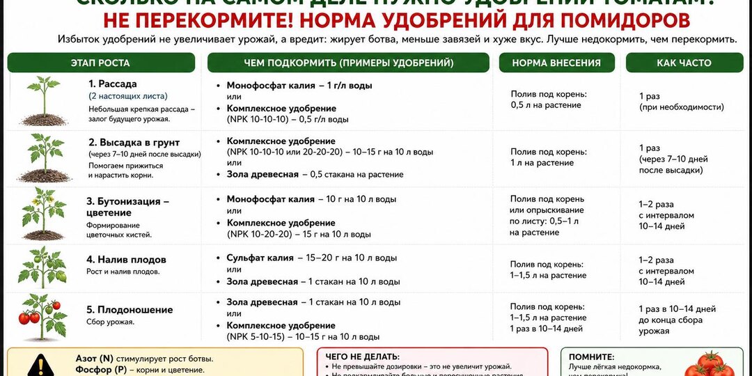 Сколько НА САМОМ ДЕЛЕ нужно удобрений томатам? Не перекормите! Норма удобрений для помидоров.