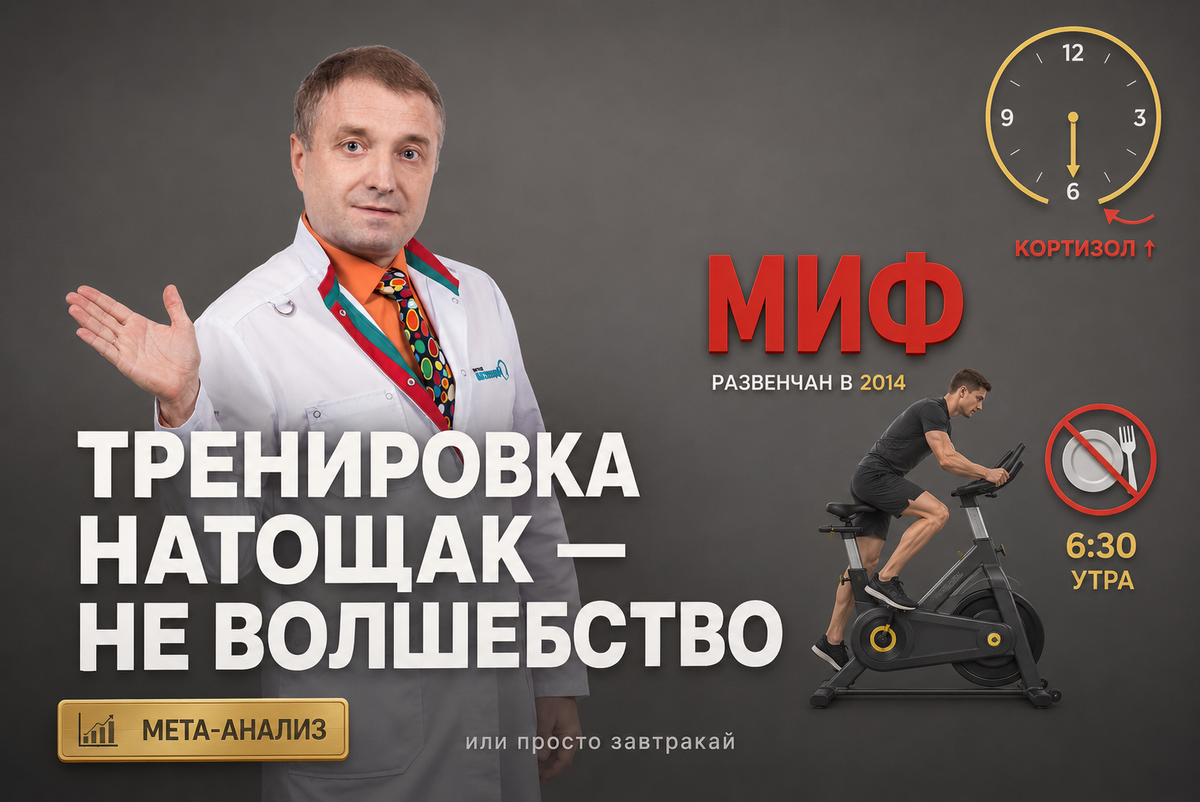 Кардио натощак не сжигает жир лучше: что показал метаанализ — и почему миф ещё жив