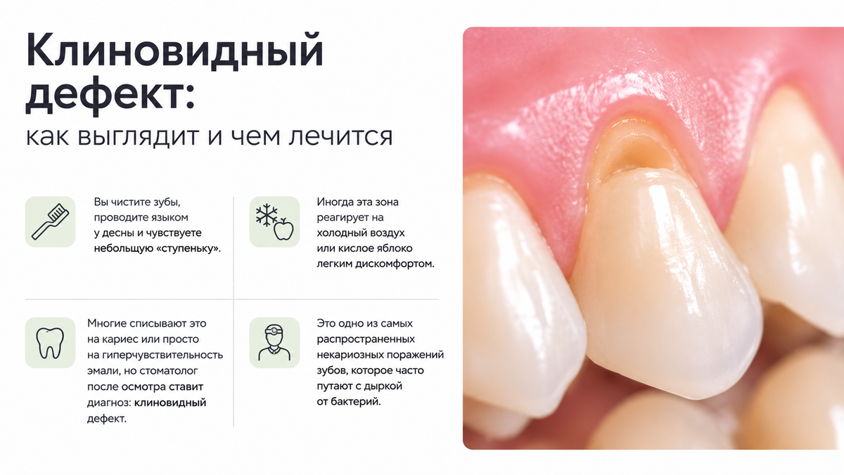 Клиновидный дефект зуба: что это, как выглядит и почему появляется
