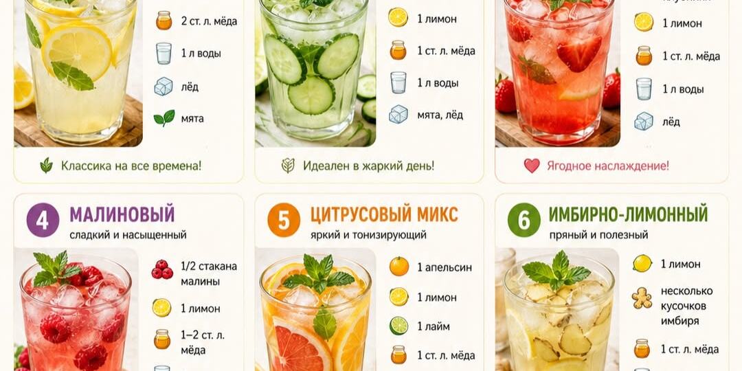 🍹 Забудьте про магазинную газировку: 9 рецептов домашнего лимонада за 5 минут!
