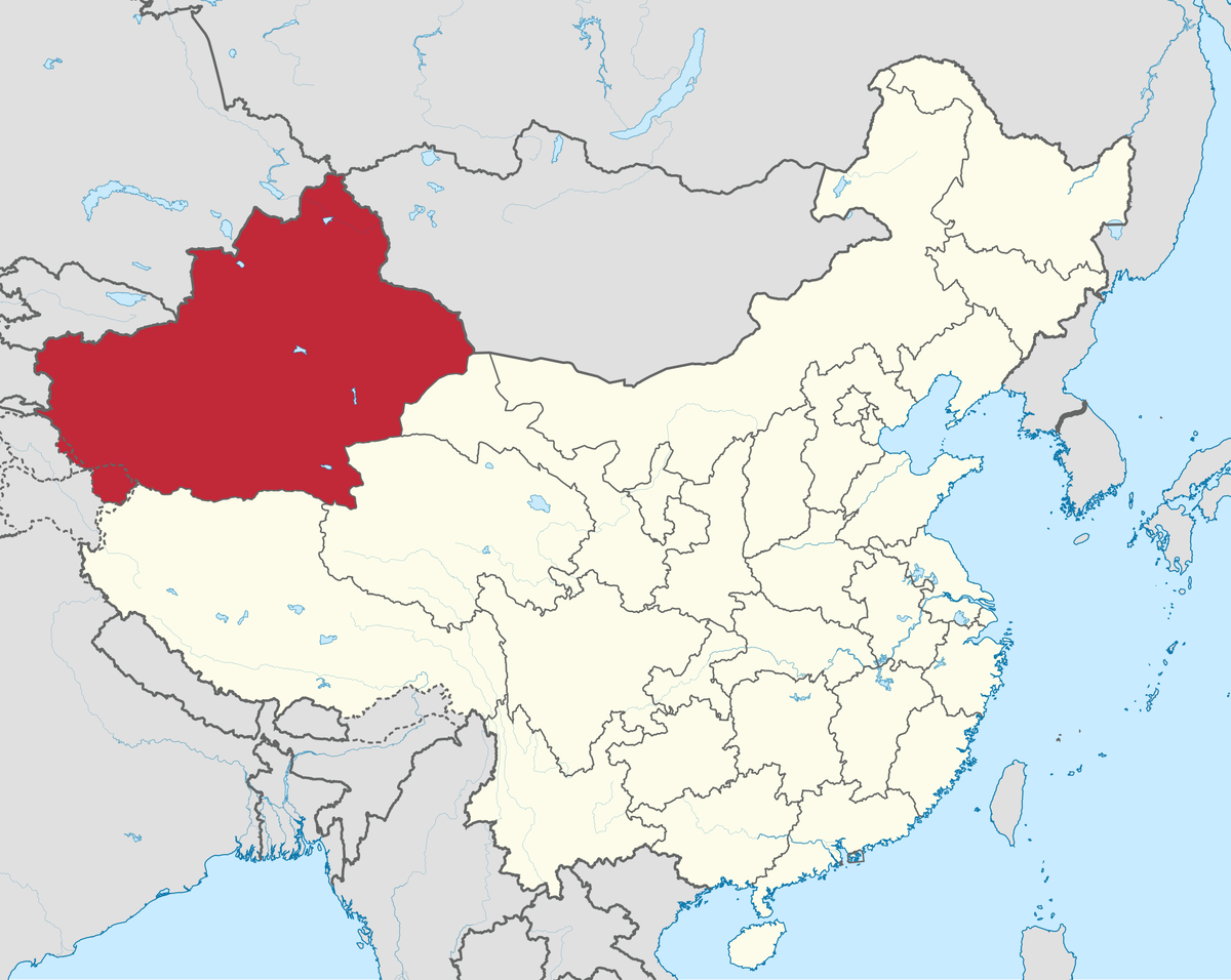 Автор: TUBS / Лицензия: CC BY-SA 3.0 / Источник: https://commons.wikimedia.org/wiki/File:Xinjiang_in_China_(de-facto).svg