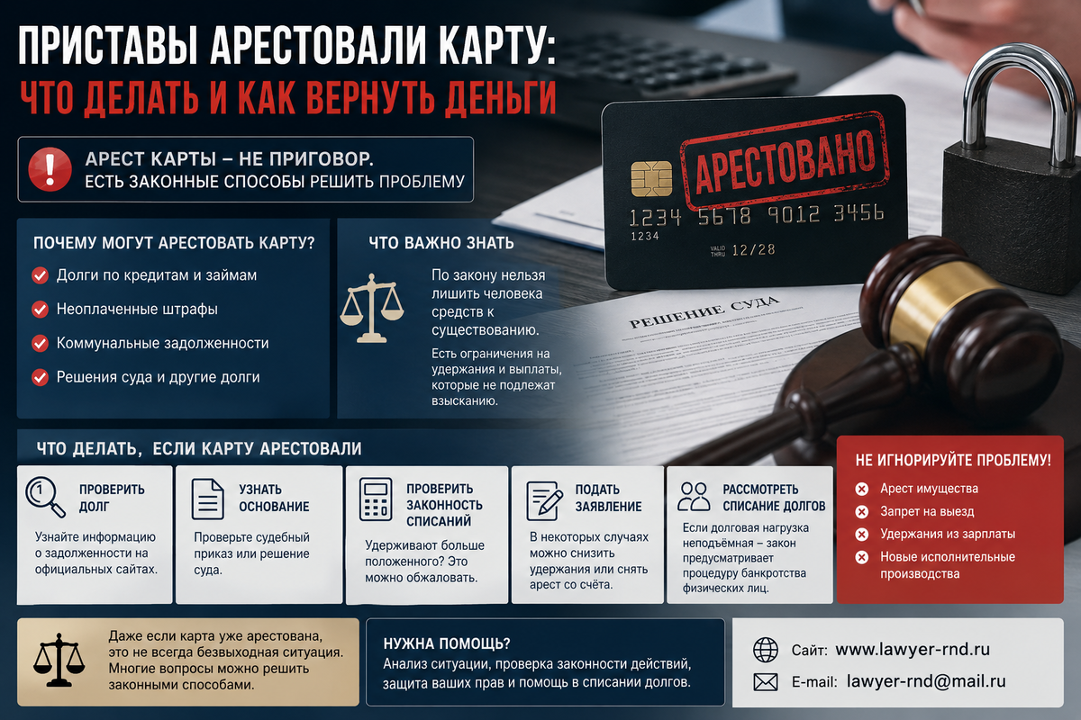 Арест банковской карты: что делать, если судебные приставы списали деньги, как вернуть доступ к средствам и снять ограничения