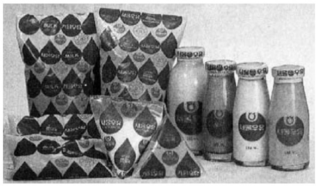 Упаковка молока Seoul Milk в 1970-е годы (источник: https://metroseoul.co.kr/article/20221215500437)