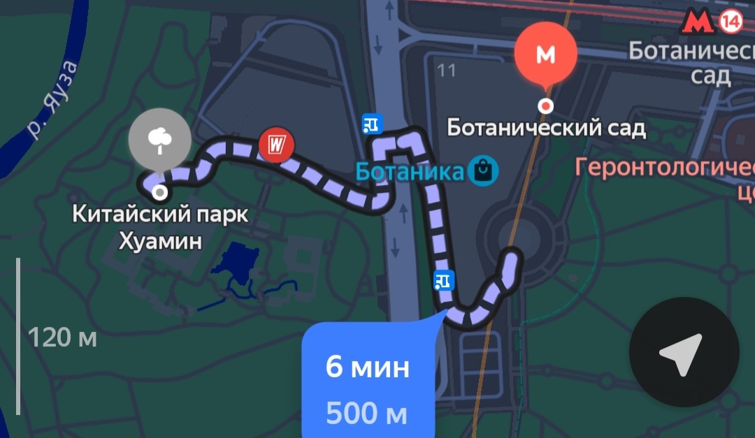 Расположение китайского парка "Хуаминюан" в Москве на Яндекс картах