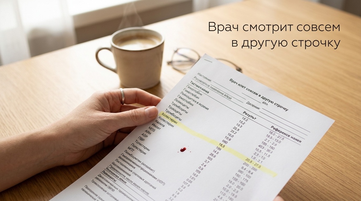 общий холестерин - это, по сути, температура по больнице. Цифра, которая прячет за собой всё, ради чего анализ вообще сдавали.