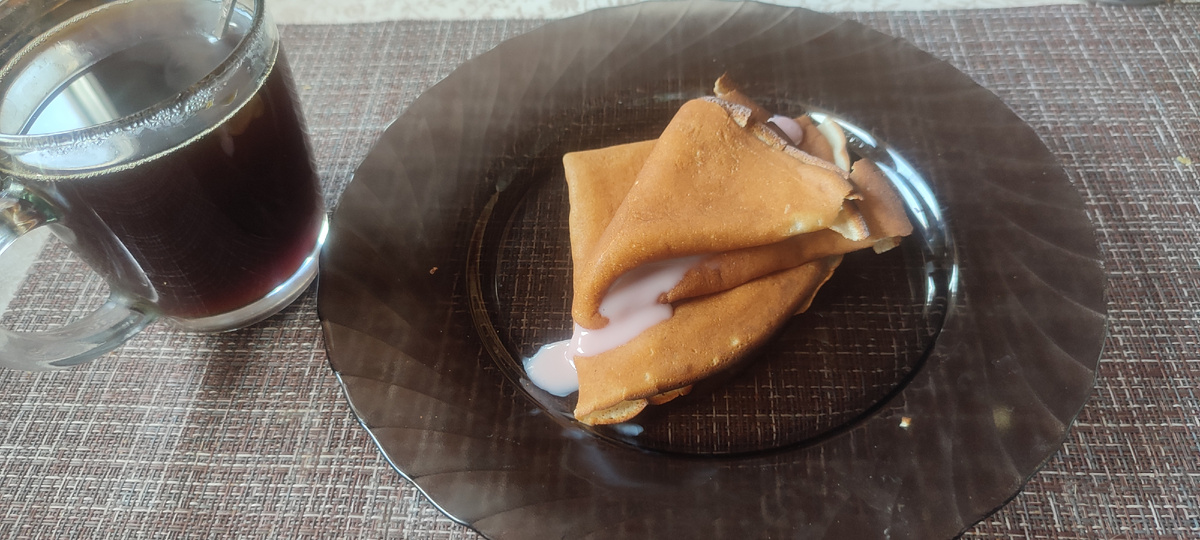 У меня блинчики были со сгущёнкой. 