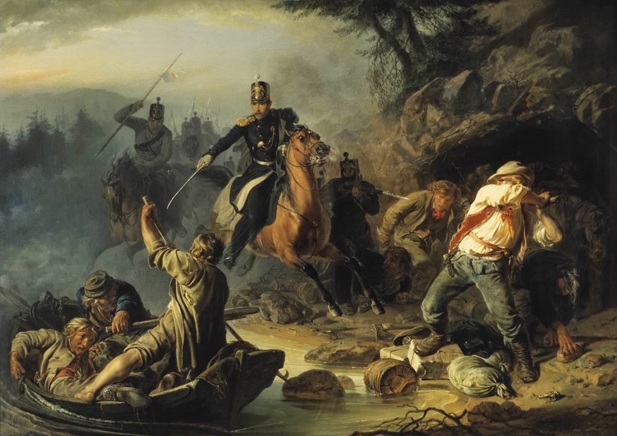    В. Худяков. Стычка с финляндскими контрабандистами. 1853 / commons.wikimedia.org