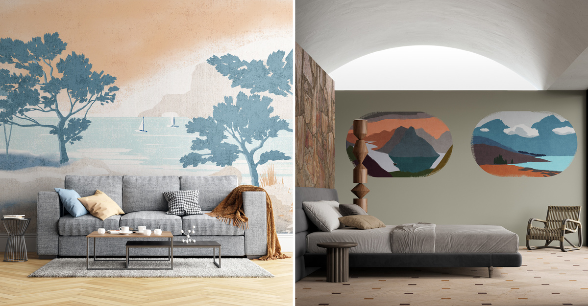 Панно ART18 006 из коллекции Loymina «Пейзаж 2» и панно CRZ2 005 из коллекции Луна Уоллс | Luna Walls «Круиз»