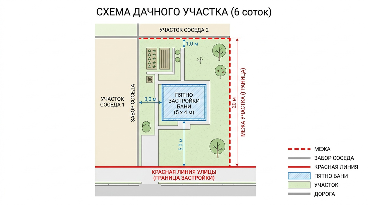 Правильное расположение бани — безопасность, комфорт и соблюдение норм