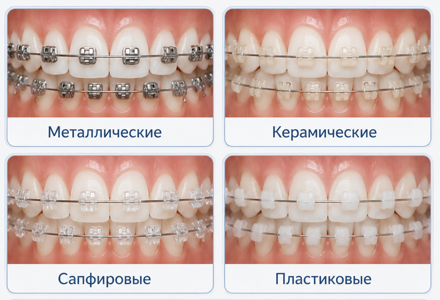 Брекеты по материалу 