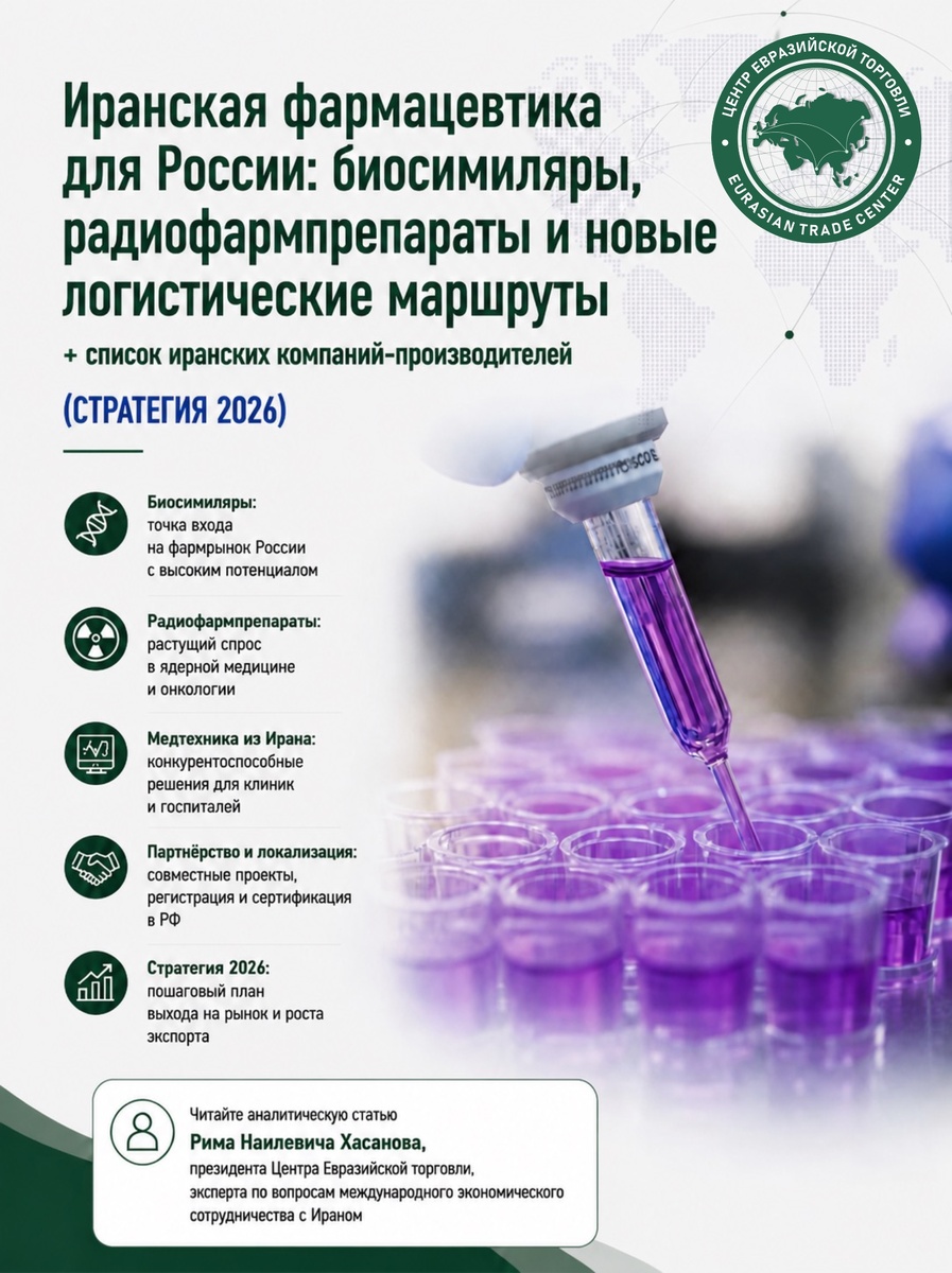 Статья представляет собой практический аналитический обзор возможностей сотрудничества России и Ирана в сфере фармацевтики, радиофармацевтики и медицинских технологий. Материал ориентирован на дистрибьюторов, инвесторов, фармацевтические компании, логистических операторов и участников внешнеэкономической деятельности, заинтересованных в новых каналах поставок и локализации высокотехнологичной продукции