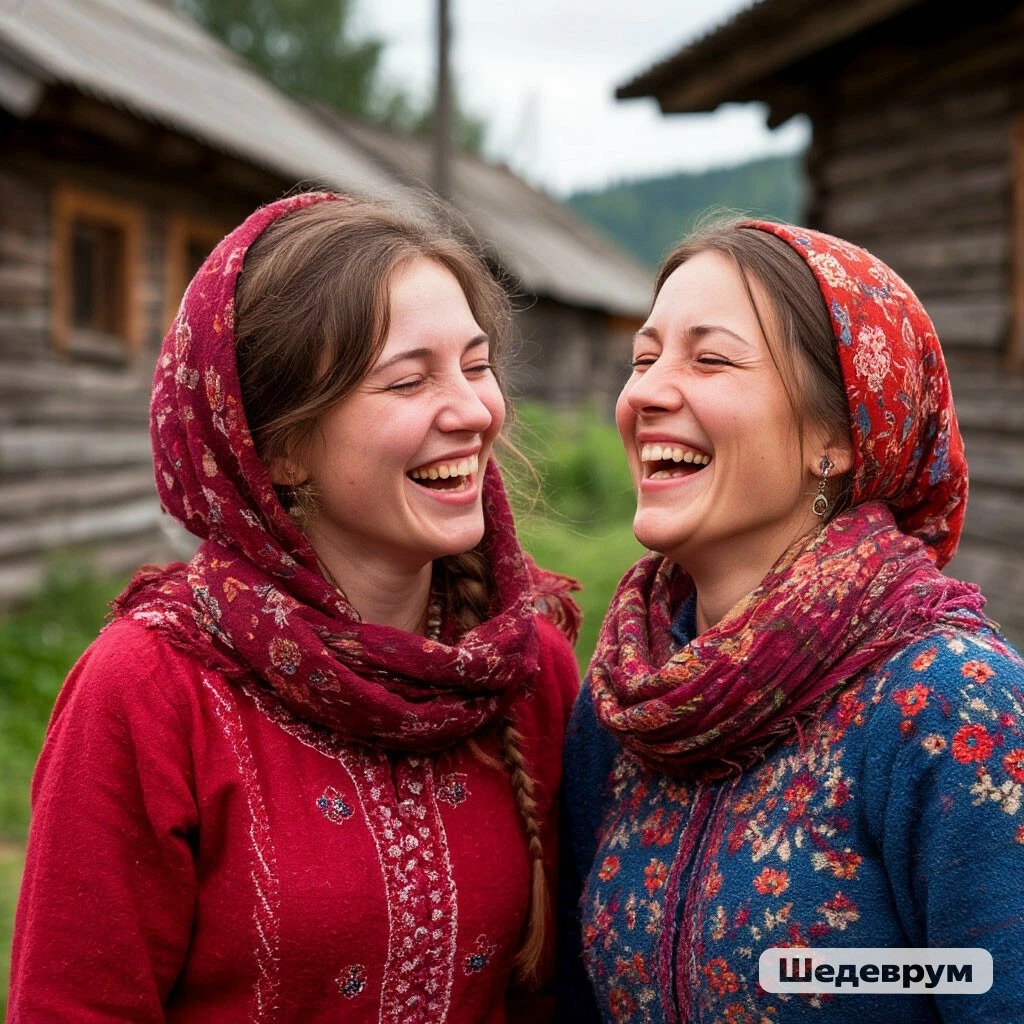 Россия: деревенские девушки. Фото из нейросети "Шедеврум"