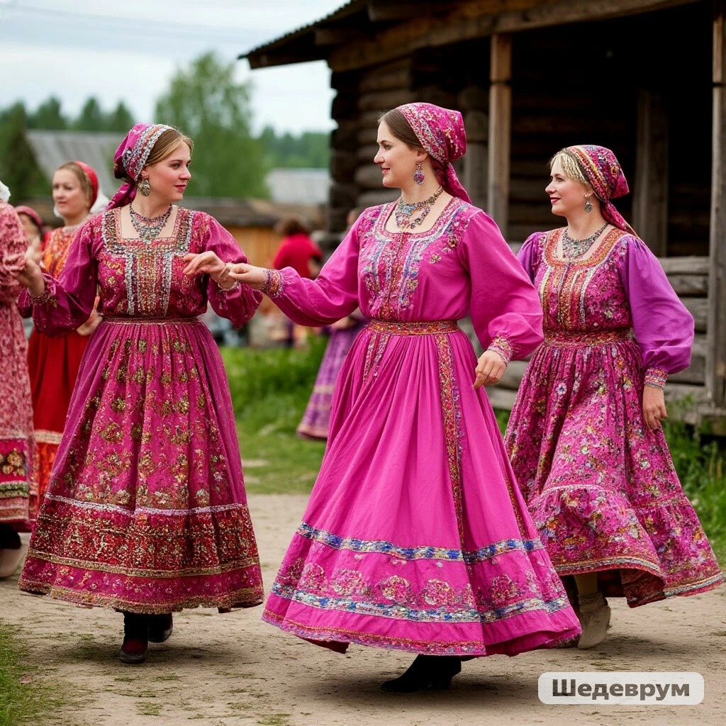 Россия: деревенские девушки. Фото из нейросети "Шедеврум"