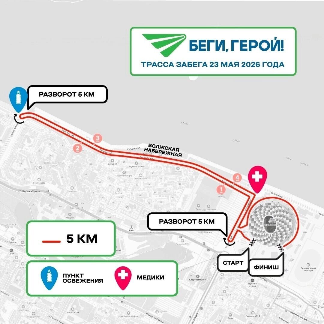    Карта забега на 5 км   Совкомбанк Арена