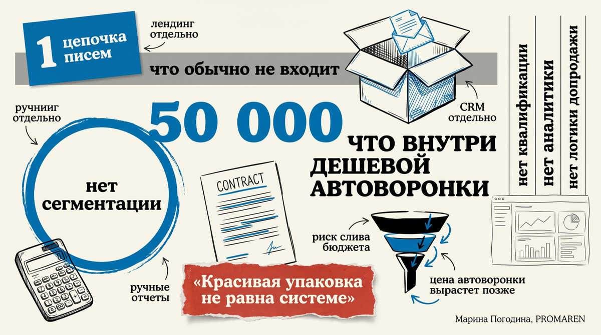     Стоимость автоворонки зависит от состава системы, а не от красивой упаковки | Марина Погодина, PROMAREN