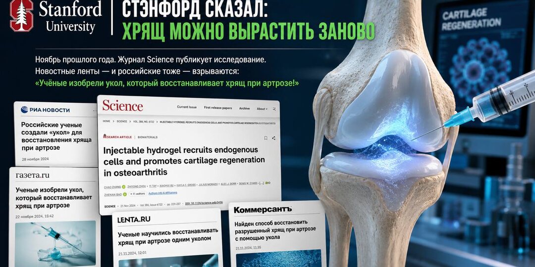 Стэнфордские учёные научились восстанавливать хрящ при артрозе