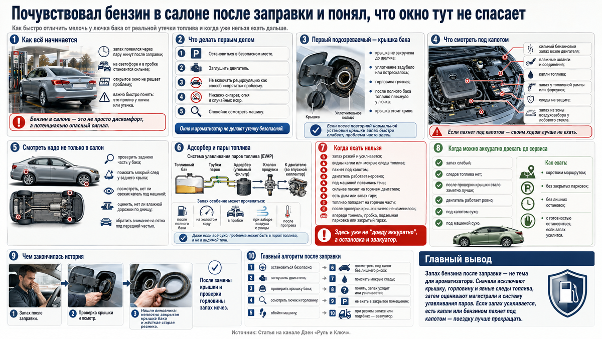 Почувствовал бензин в салоне после заправки, открытое окно не спасает: откуда чаще всего тянет и когда уже опасно ехать