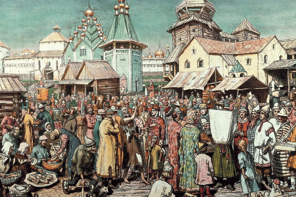   А. М. Васнецов. Площадь в городе московских времён. / из архива журнала "Родина"