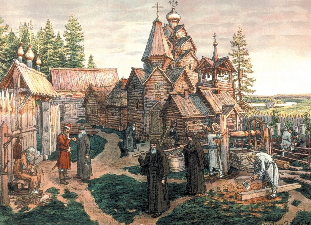    А. М. Васнецов. Монастырь в Московской Руси. / Фото: из архива журнала "Родина"
