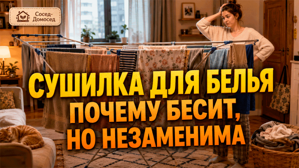 Сушилка для белья – домашний монстр, который бесит всех, но без него квартира превращается в мокрый квест! 👕🧥👗