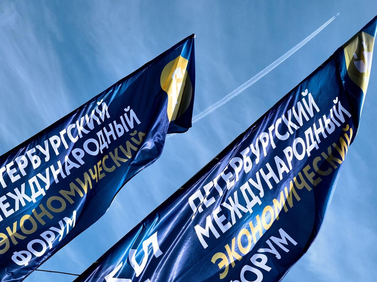    Флаги с символикой Петербургского международного экономического форума (ПМЭФ) © РИА Новости . Алексей Даничев
