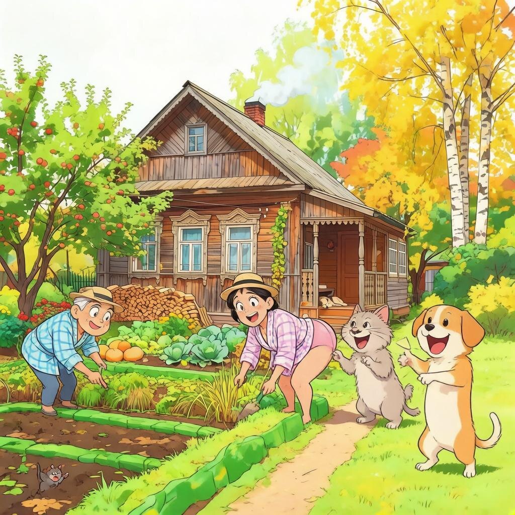 На даче всем хорошо: и тем, кто трудится, и - кто гуляет...